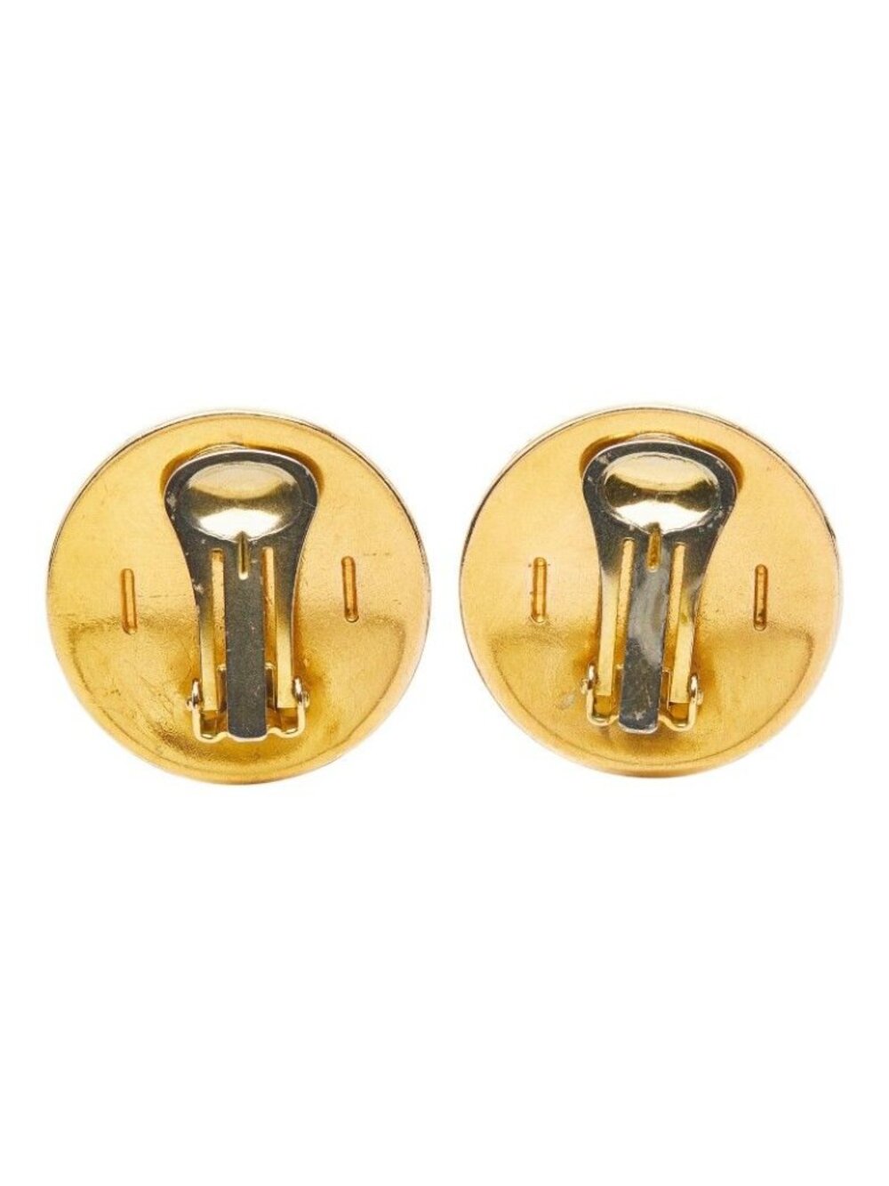 Celine Macadam Earrings Gold Black Plated Enamel 1 - Picture 3 of 5